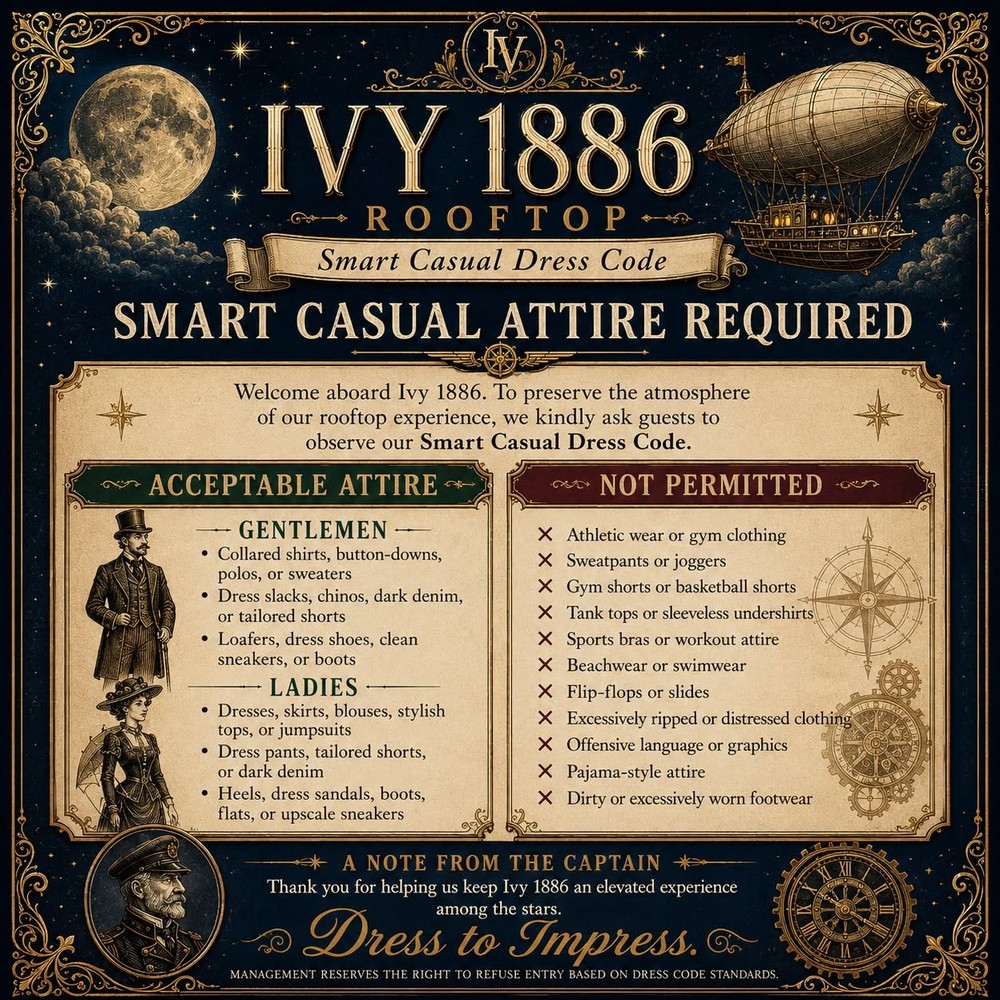 Ivy 1886 Rooftop Dress Code